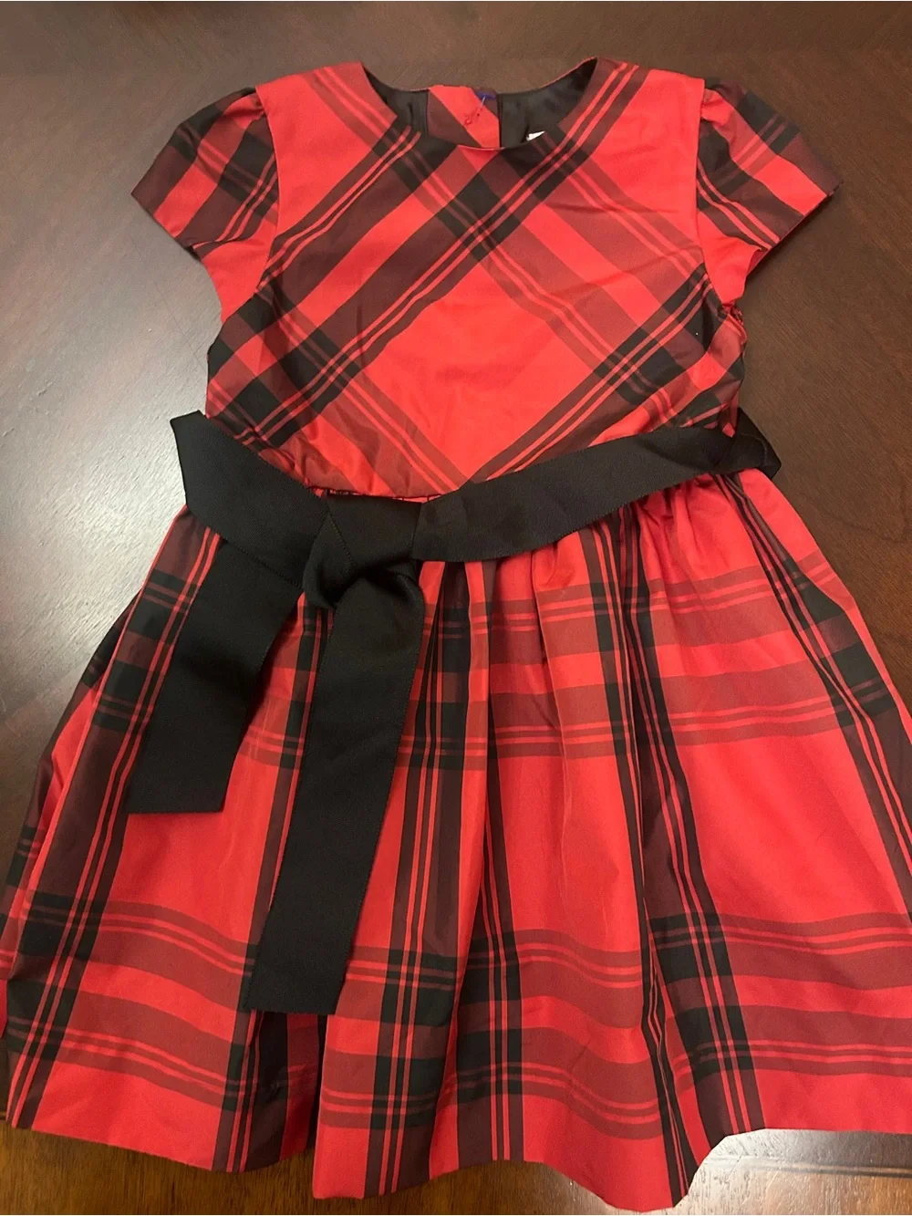 Ralph Lauren Baby Girls Red Black Plaid Holiday Party Dress 18M Bow